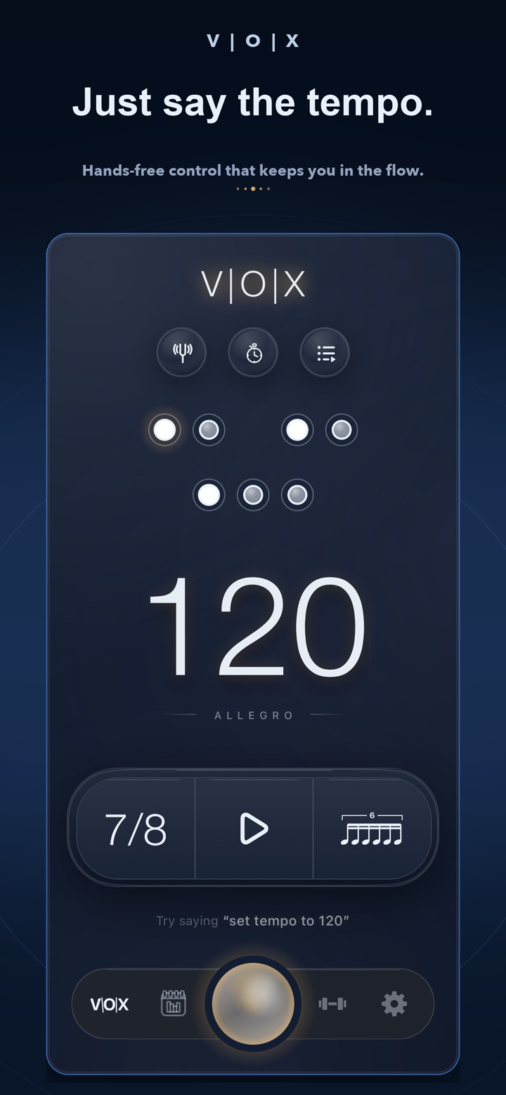 Hands-free voice control in VOX Metronome