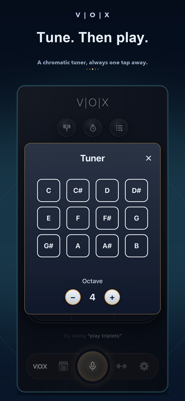 Built-in chromatic tuner