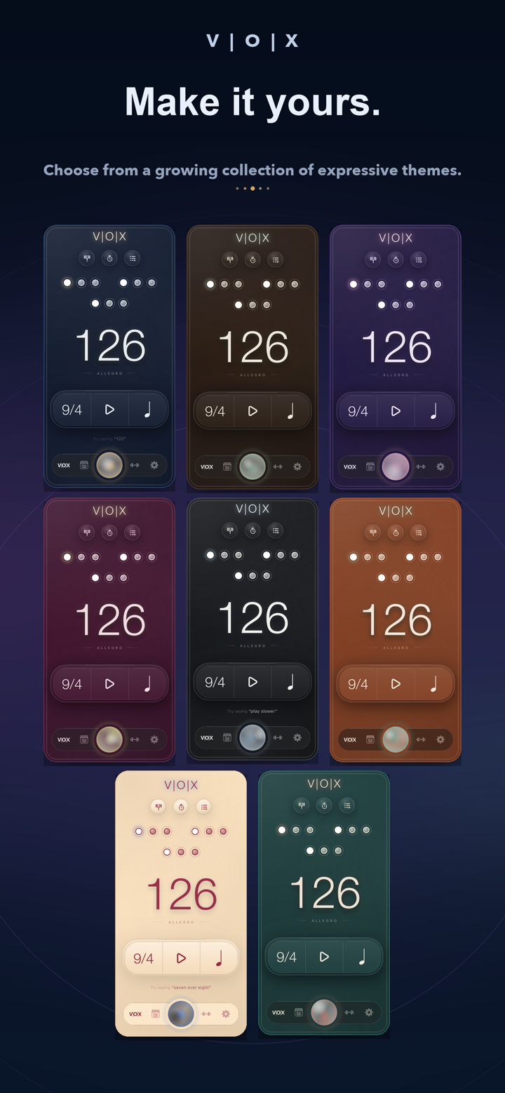 Multiple visual themes for VOX Metronome